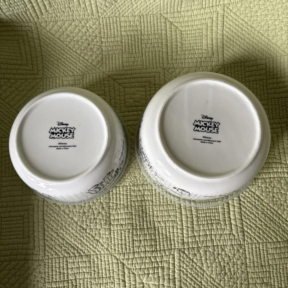 Disney Sketchbook Mickey Mouse & Pluto Ceramic Storage Bowls Containers w/Lids